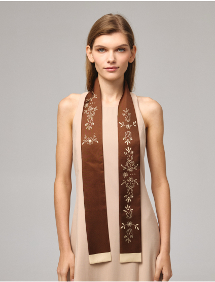 Картинка Шовкова стрічка Twilly «Мереживо» Chocolate 